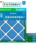 16x20x1 Air Filter MERV 13 for Smoke and Allergen Defense, Electrostatic Pleated HVAC Filter for Furnace AC and Heat Pump, 4 Pack