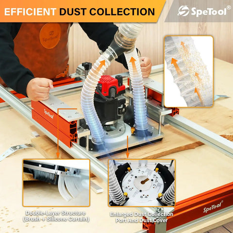 Slab Flattening Mill With Continuous Height Adjustment And Extendable 38x38.2 Inch Capacity, shown with efficient dust collection system.