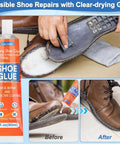 All In One Shoe Repair Glue Kit Heavy Duty 180 ml Waterproof Clear Adhesive for soles and heels before and after repair