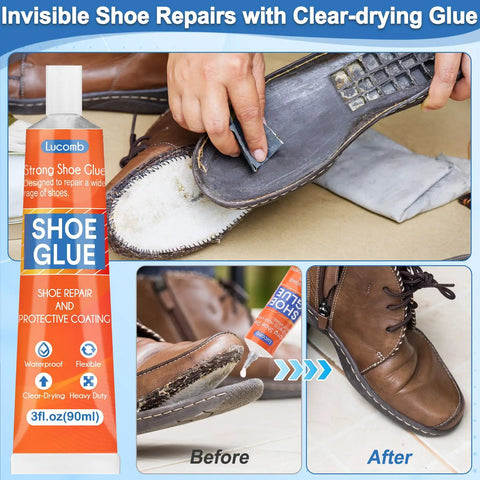 All In One Shoe Repair Glue Kit Heavy Duty 180 ml Waterproof Clear Adhesive for soles and heels before and after repair