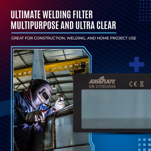 Worker using Auto Darkening 2x4 Welding Lens Shade 11 With HD Clarity Gold Edition Replacement For Welding Hoods and Helmets
