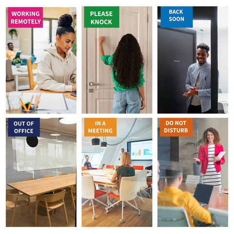 Door Sign Set For Your Office With Six Status Options Do Not Disturb In A Meeting Out Of Office Working Remotely Back Soon Please Knock