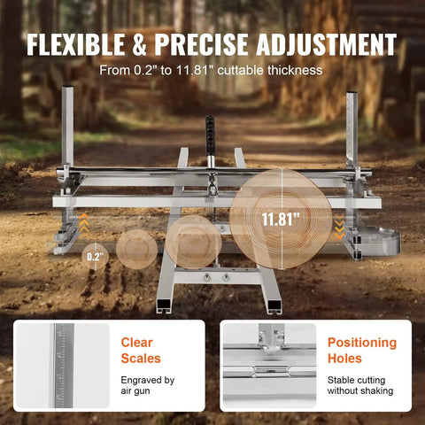 Portable Chainsaw Mill And Rail Guide System For Lumber Milling 14 To 36 Inch Bar With Nine Foot Aluminum Rail Easy Setup