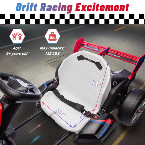 BMW Licensed Drift Electric Go Kart For Kids With Dual Motors And Adjustable Seat Led Lights Drift Mode Two Speed Options