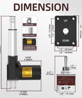 Dimensions of the 12V Beefy Built Tough Heavy Duty Electric Linear Actuator With 6000N 1320 Lb Force 4 Inch Stroke IP54 Waterproof