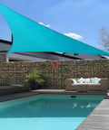 Turquoise 16x16x16 Sun Shade Sail Triangle Canopy For Patio Pergola Deck Outdoor Shade HDPE Virgin Fabric UV Block