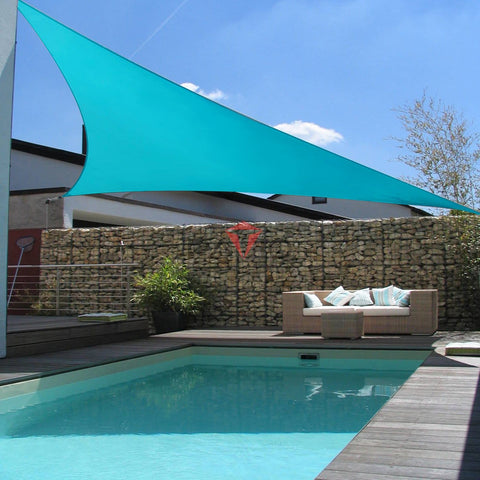 Turquoise 16x16x16 Sun Shade Sail Triangle Canopy For Patio Pergola Deck Outdoor Shade HDPE Virgin Fabric UV Block