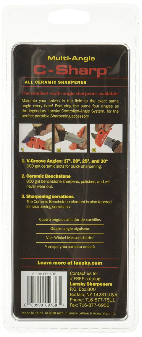 Packaging of Ceramic Knife Sharpening System With Four Angle Slots 17, 20, 25, 30 Degrees 600 Grit Draw-Through Ceramic Stones