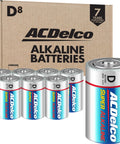 Pack Of 8 Super Alkaline D Cell Batteries Keeping Your Everyday Setup Humming With Grind Ready 1.5 Volt Power Non Rechargeable Plus A Tight Reclosable Pouch And Seven Year Shelf Life Pure Reliable Juice with a box in background.