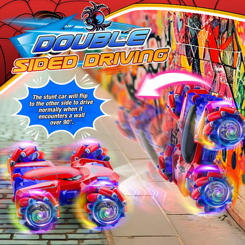 Double Sided Remote Control Car With 360 Degree Rotating Stunt Action Realistic Front And Tail Lights Two Sided Driving