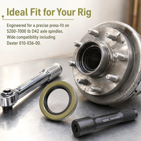 Rock Solid 4 Pack Trailer Hub Grease Seals Double Lip Design keeps grease on tap, includes a seal and tools for installation.