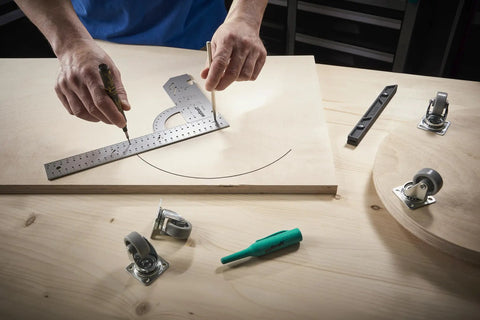 Pro Shop Grade Universal Angle And Try Square Measuring Marking And Cutting Tool Built With Heavy Duty Steel and precise layout against wood.