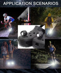 Cyclist, hiker, couple, and runner using Two Pack Rechargeable LED Headlamps Waterproof Hands Free Flashlights with USB Cable Red at night