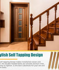 Heavy Duty Double Headed Hanger Bolts Quarter Inch By Two Inch Carbon Steel Screws With Quick Grip Driver For Wood Furniture Assembly And Rock Solid Joint Connections Flat Out Tough Kickass Value Pack displayed in a stylish interior with wooden stairs.