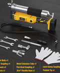 2-In-1 Cordless Grease Gun For 20V Max Batteries, 12000 PSI Electric Grease Gun Kit with lock-on trigger and 39.4 inch hose