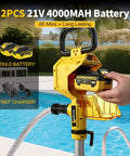 Cordless Stick Water Transfer Pump With 21V Battery And Fast Charger in use by a pool, highlighted features and design
