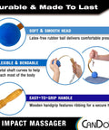Two Pack Percussion Massage Tools For Sore Muscles And Total Body Relief, Manual Ball Massager with Blue Rubber Ball and Wood Handles