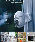 IP66 weatherproof 5MP Wireless Security Camera System with 8 Cameras displayed outdoors, with temperature range indicators.