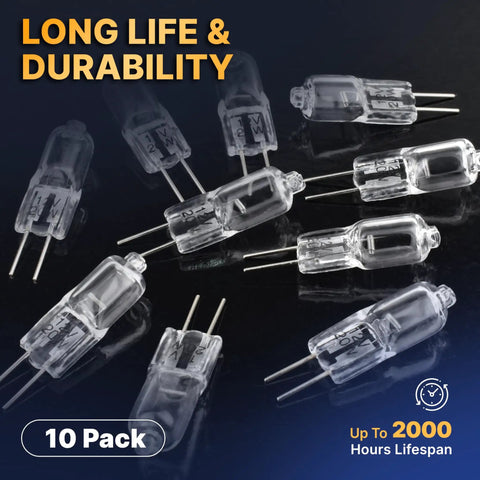 G4 12V 20W Halogen Bulbs Pack Low Voltage For Under Cabinet Puck Lights Chandeliers And Track Lighting Warm White 2700K 10 Pack Bi Pin Lamps With 280 Lumens Compact Size