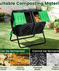 Dual Chamber Outdoor Compost Tumbler With Aeration Built Tough Heavy Duty Rotating Composter 2 Sliding Doors 34.5 Gallon Bin