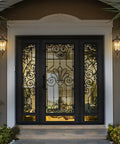 Dusk To Dawn Outdoor Wall Lantern With Water Glass And Gold Trim Vintage Rustic Exterior Light Fixture for doorway