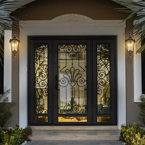 Outdoor Porch Light With Built In GFCI Outlet And Two Outlets Black Roman Aluminum Wall Sconce With Water Glass on elegant door frame