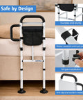 Bed Rails For Elderly Safety With Two Ergonomic Handles, 18 Level Adjustable Height, Foldable Table And Storage Pocket, ASTM F3186 Certified