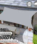 Upgrade 16x20 Foot Sun Shade Sail Rectangle Canopy Water Resistant UV Blocking Outdoor Patio Lawn Beach Garden Carport Backyard Deck Pergola Light Grey With Heavy Duty 300D Oxford Fabric And Reinforced Double Stitch Edges installed over patio