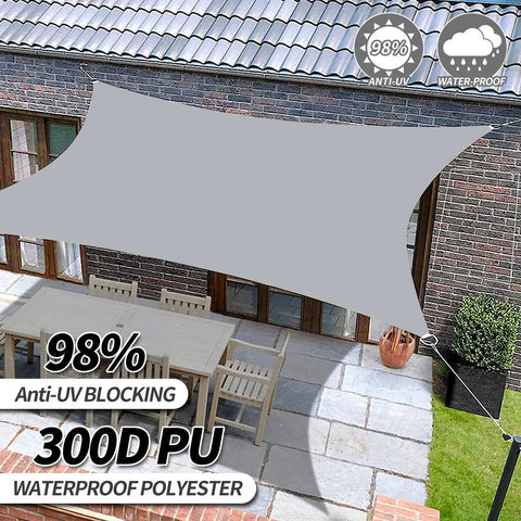 Upgrade 16x20 Foot Sun Shade Sail Rectangle Canopy Water Resistant UV Blocking Outdoor Patio Lawn Beach Garden Carport Backyard Deck Pergola Light Grey With Heavy Duty 300D Oxford Fabric And Reinforced Double Stitch Edges installed over patio