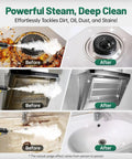 Primiorix 2500W Steam Cleaner Handheld High Temp Steamer with 15S Fast Heat Up used before and after on kitchen surfaces