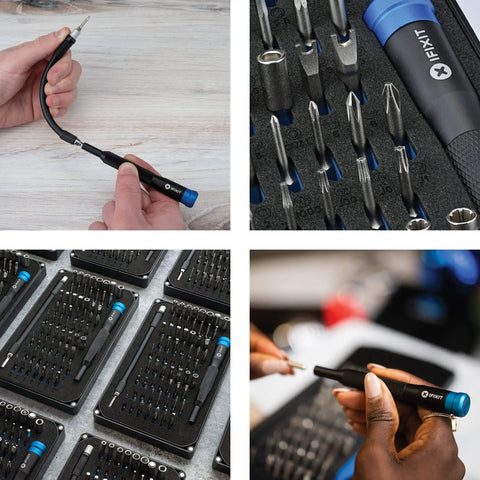 64 Piece Precision Bit Set With Magnetic 4mm Handle Mako Driver Kit For Electronics Repair Includes Flexible Extension And Swivel Top