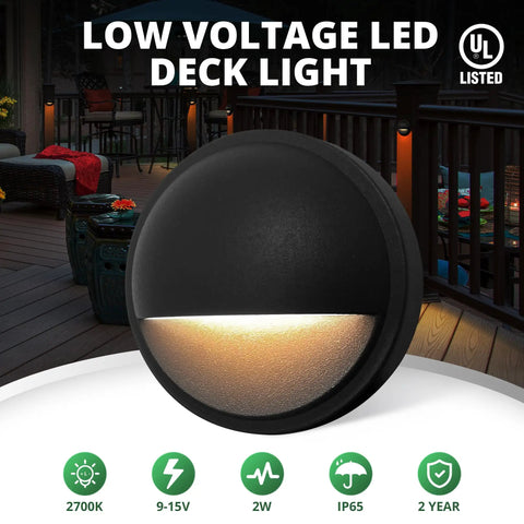Low Voltage Deck Post Lights Set for Outdoor Stairs and Fence Lines, LED Landscape Lighting Fixture, black aluminum