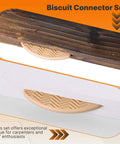 PVC Biscuit Joiner Connector Set 80 Piece Pack for PVC Panels and Wood Bonding with wood and PVC panels close-up