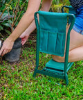 Person using Garden Kneeler Seat 2 In 1 Folding Garden Bench With Handles And Foam Pad Easy Fold Portable Kneeling Pad For Gardening