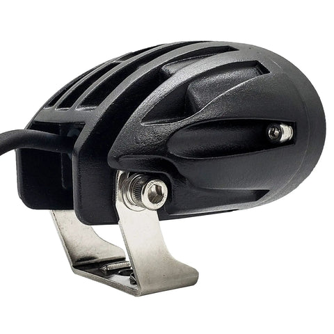 Side view of Beast Bright White LED E Bike Headlight 6000K 30° spot beam with mounting hardware, 12V-60V compatibility.