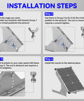 Installation steps for 13.8 Inch Immortal Steel Solar Panel Tilt Mount Stand For 0 To 200W Panels Adjustable 0 To 60 Degree Bracket