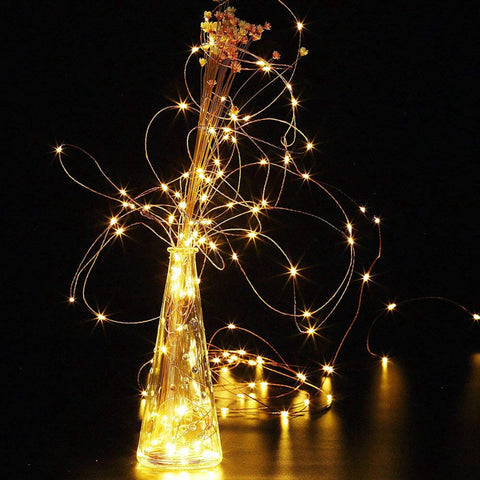 Fairy String Lights 33 Ft 100 LEDs Copper Wire Plug In Indoor Outdoor With 8 Lighting Modes And Memory Function Displayed in Vase