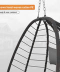 Cozy Outdoor Hanging Egg Chair With Stand For Patio And Garden, Wicker Swing Egg Chair Hammock with UV Resistant Cushion, close-up view