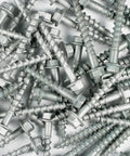 Pro Level Hex Connector Screws With Galvanized Coating And Quick Drive Bit Rigged Up To Beat Standard Nails For Deck Framing Roof Trusses And Seasonal Makeover Projects Heavy Duty Pack Of Five Hundred Units, close-up view of galvanized hex connector screws.