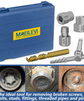 49 Piece Bolt And Screw Extractor Set With Left Hand Drill Bits, Multi-Spline And Spiral Removers in blue case