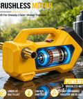Brushless Cordless Water Transfer Pump For Yard Drainage And Job Site Projects Heavy Duty Utility Machine Built For 20 V Tool Batteries close-up with visible motor.