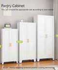 Heavy Duty White Metal Pantry Cabinet With 2 Doors And 3 Adjustable Shelves Freestanding Kitchen Storage Cabinet Durable Steel Construction 150 Lbs Per Shelf Perfect For Dining Room Living Room And Bathroom shown in various heights and sizes