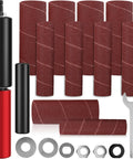 Handheld Rubber Sanding Drum Set With 120 Grit Sleeves, including drums, sleeves, and tools for power drill use.