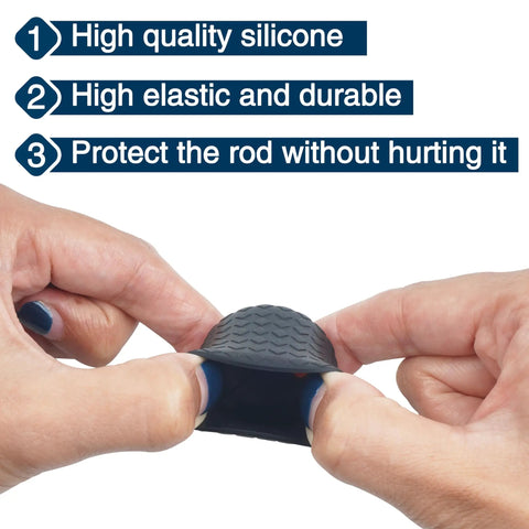 Durable Silicone Fishing Rod Butt Cap Cushion End Seat Protector For Rods And Tackle Gear Keeps Rod Safe In Muddy Water And Rocky Banks Thick Pads For Comfort Fits Large Medium Small Poles 6 Pack, silicone close-up