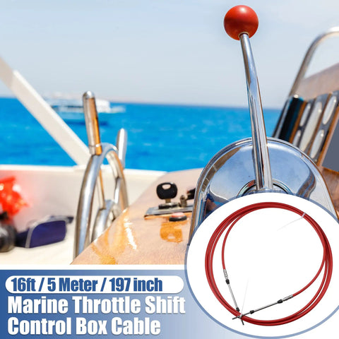 2 Pack 16Ft Marine Throttle Shift Remote Control Box Cable Red For Yamaha Honda Suzuki Nissan Tohatsu Chrysler Outboards