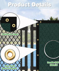 Heavy Duty HDPE Privacy Fence Screen With Custom Sizes For Outdoor Shade Coverage On Patios, Gardens, Yards And Balconies In Dark Green Durable Weather Resistant UV Blocking Material showing reinforced edges and brass grommets