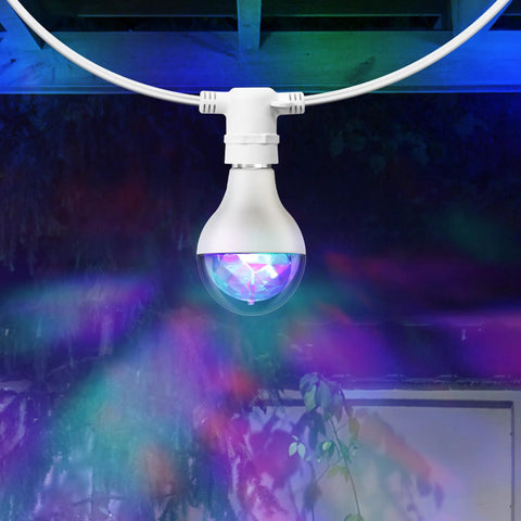 A23 Multi Color Rotating Disco LED Light Bulb With Diamond Lens Color Changing Effect For Lit Party Vibe And Kids Room Decor, E26 Base