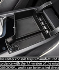 Center Console Organizer Tray For Volvo XC60 XC90 S60 S90 V60 V90 2018-2025 installed in car armrest, black compartments