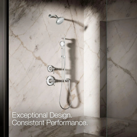 Artifacts Single Function Hand Shower with 1.75 GPM Flow, Polished Chrome Finish, Katalyst Air Induction Technology shown.
