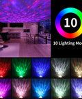 3 In 1 Night Light Projector With Bluetooth Speaker And Led Cloud, Cozy Galaxy Sky Projection For Kids Rooms, black unit showing 10 lighting modes